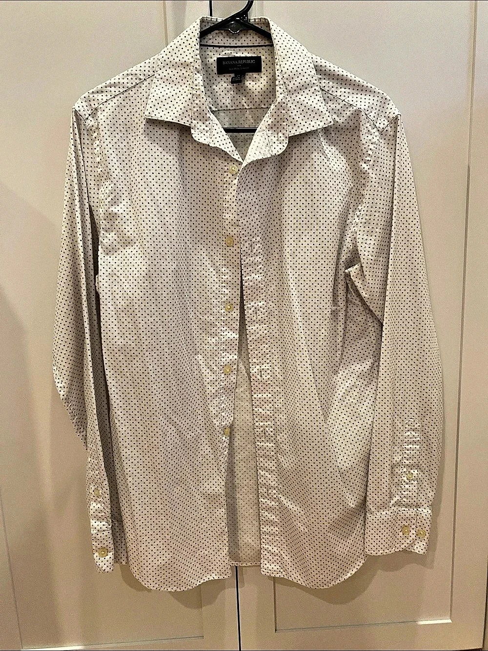 Banana Republic Non-Iron Slim Fit Shirt White & Blue Small Like New
